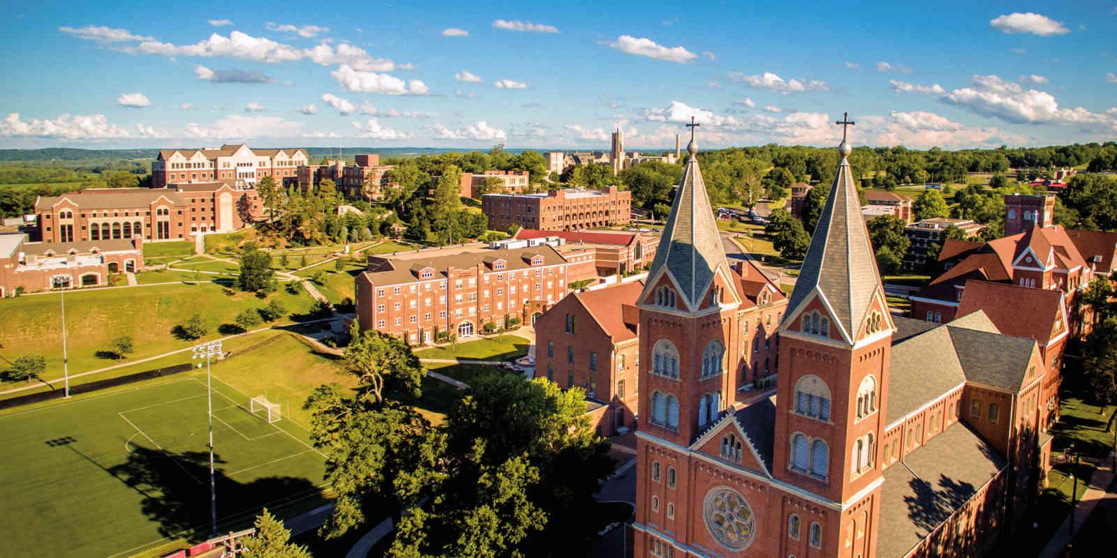 Aerial photo of the Benedictine College campus